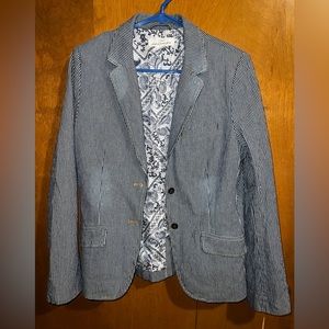 H&M Navy & White Striped Blazer